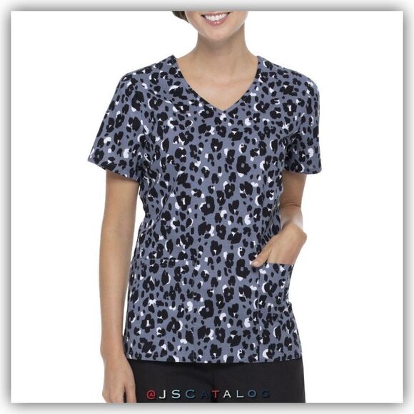 Scrubstar Animal Chic V-neck Animal Print Scrubs Top - S - Picture 4 of 4